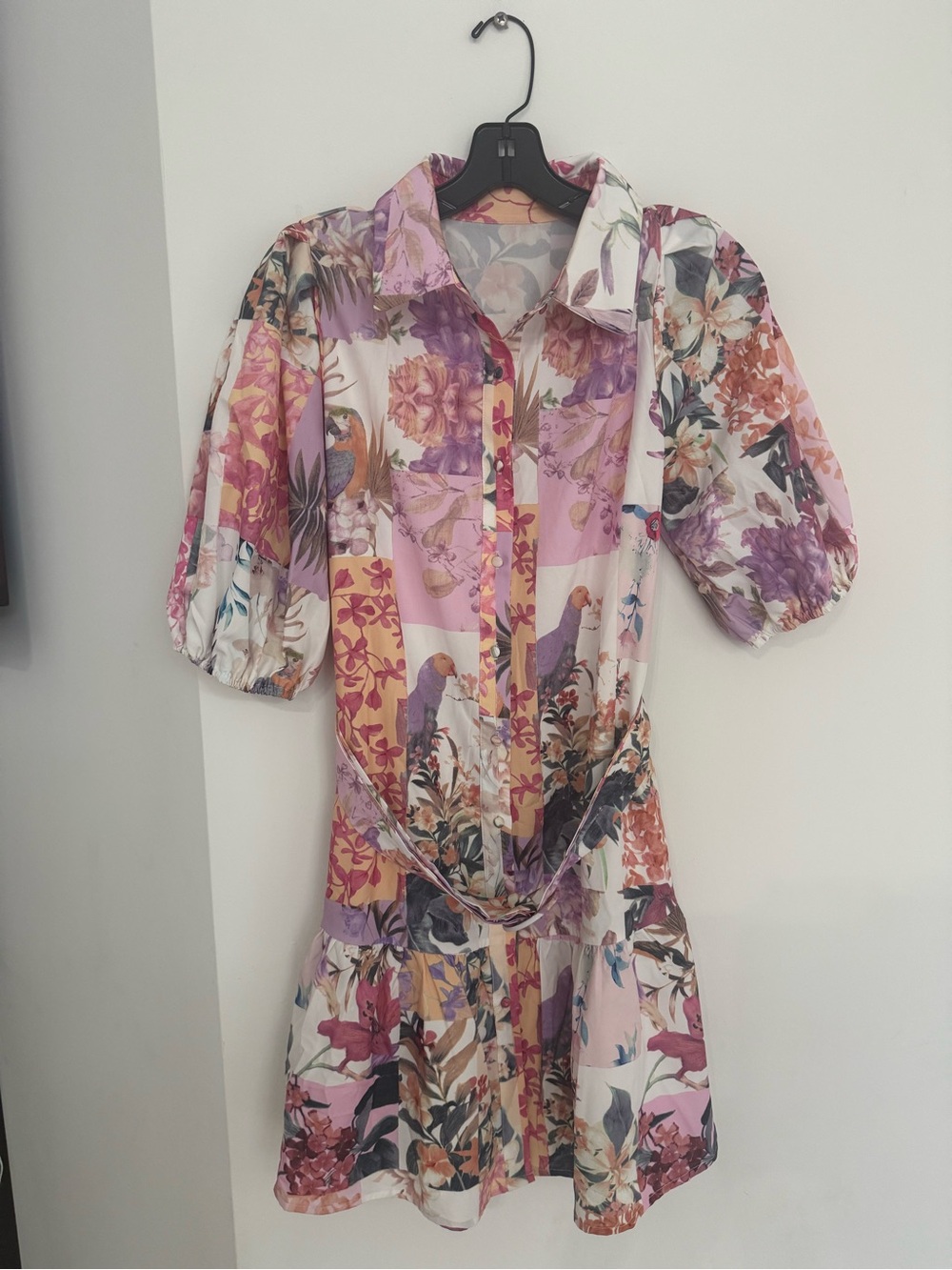 Floral Patchwork Pink & Purple Shirt Dress